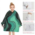 thumbnail image 6 of Green Gray Yellow Marble Pattern Blanket Hoodies for Kids 6-13YR Oversize Wearable Blanket Hoodies for Boys Girls Teens, 6 of 7