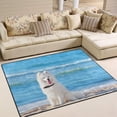 thumbnail image 2 of Lightweight Soft Area Rugs 63 x 48 in, White Dog Samoyed Sitting On The Beach Floor Mat for Kids Playing Room Hardwood Floor Living Room Nursery Rugs, 5'3" x 4', 2 of 6