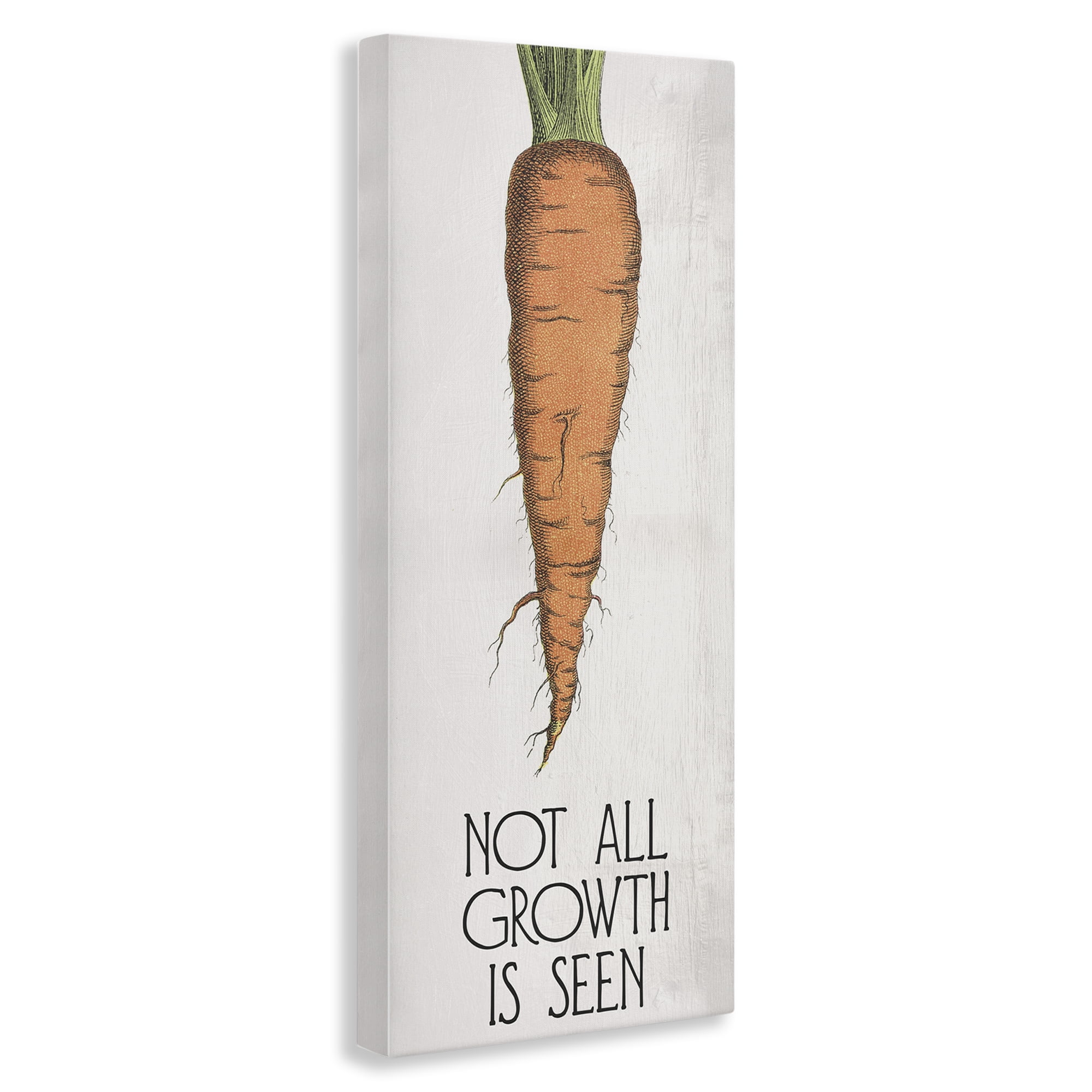 Stupell Industries Carrot & Inspiring Growth Food & Beverage Painting Wrapped Canvas Art Print Wall Art, 10 x 24