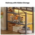 thumbnail image 4 of AOGLLATI Twin Size Low Loft Bed with 9 Storage Drawers and Under-Bed Hideaway, Metal Loft Bed with Storage Shelf and LED Lights Grey, 4 of 13