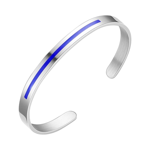 LSLJS Bracelet en Acier Titane à Bouche Vivante en Forme de C Barres Rouges et Bleues Bracelet de Couple en Acier Inoxydable, Cadeaux pour Maman Épouse Blonde pour Anniversaire Fête des Mères Saint-Valentin Noël Anniversaire Cadeaux