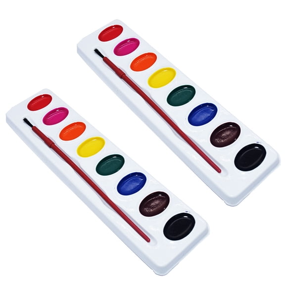 CCOCC Washable Watercolors,2 Pack,8 Colors with Paint Brush,Watercolor Paint Set,Water Color Painting Kids,Watercolors for Kids and Adults