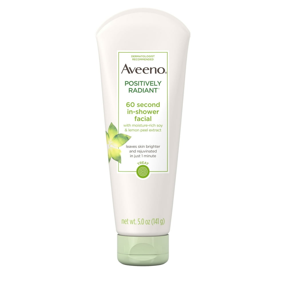 Aveeno Positively Radiant 60 Second Shower Facial, Soy Extract, 5 oz