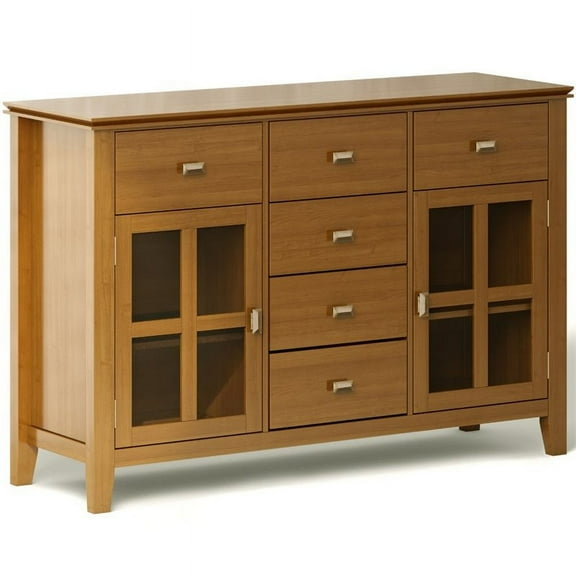 Allora Wood 54" Transitional Sideboard Buffet Credenza in Honey Brown