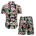 thumbnail image 2 of Mens Hawaiian Shirt and Short Sets Outfits 2 Piece Casual Beach Floral Track Suit, 2 of 6