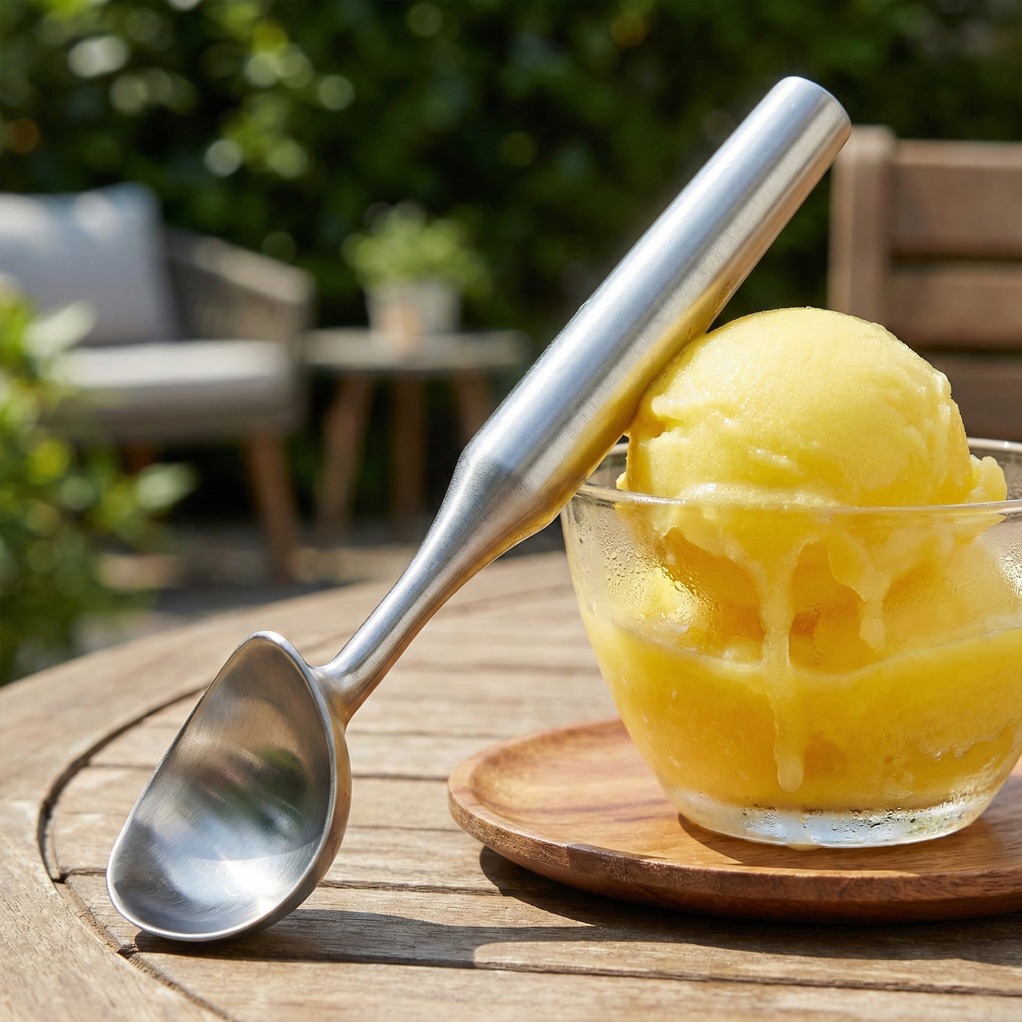 Unique Bargains Great Stainless Steel Ice Cream Scoop with useful Handle Silver