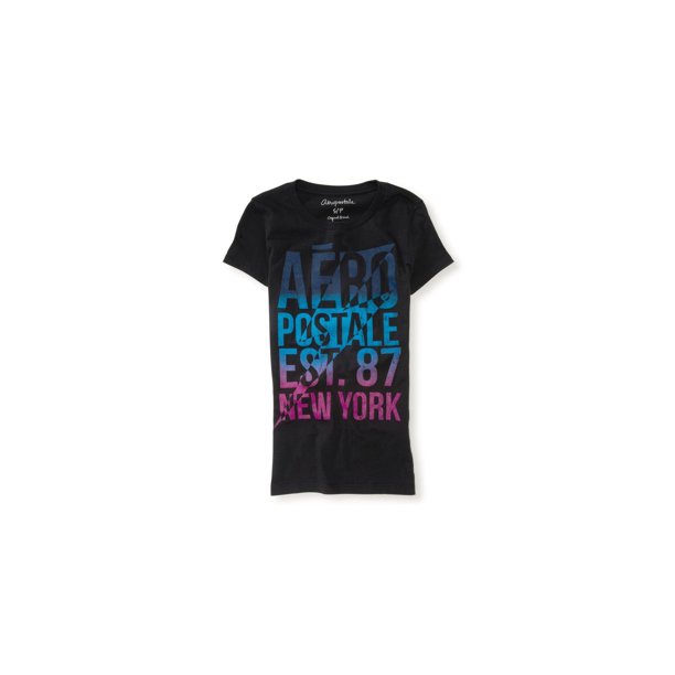 Aeropostale New York Graphic playera para mujer, negro, XS Aeropostale Camiseta gráfica