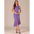 thumbnail image 4 of DARING DIVA Asymmetric Hem Fishtail Ruffles Lace Dress S Light Purple, 4 of 6