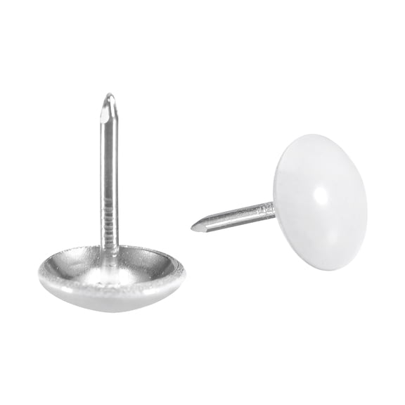 Uxcell 80Pack 11mmx17mm Round Head Decorative Upholstery Tacks Furniture Nails, White