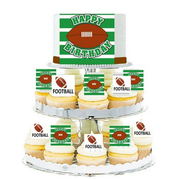 Football Edible Photo Toppers & Edible Cupcake Decoration Kit