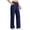 Navy, variant on QIYAGBSA Wide Leg Pants for Women Elastic Drawstring Waist with Pockets Soft Stretch Casual Straight Fit (Green, XXS)