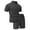 I5-Black, variant on Havenx Mens 2 Piece Short Sets Short Sleeve Button Down Shirt and Shorts Set Lapel Collar Drawstring Textured Set Summer Beach Vacation Comfortable Athletic Outfits Tracksuit,White XL