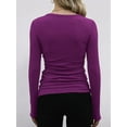 thumbnail image 4 of Womens Ribbed Long Sleeve Crewneck Casual Slim Basic Shirts Fitted Knit Tops Red S, 4 of 5