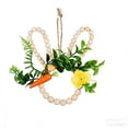 thumbnail image 3 of Easter Wooden Bead Rabbit Ornament, Handmade Wall Hanging Decor with Artificial Flowers, Rustic Wreath Design, Outdoor Photography Prop and Home Easter Holiday Decoration, 3.9*7.9in, White, 3 of 6