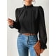 thumbnail image 5 of Elegant Blouse White Women's Shirt 2024 New Half High Neck Spliced Wave Pattern Chiffon Long sleeved Top Office Lady, 5 of 5