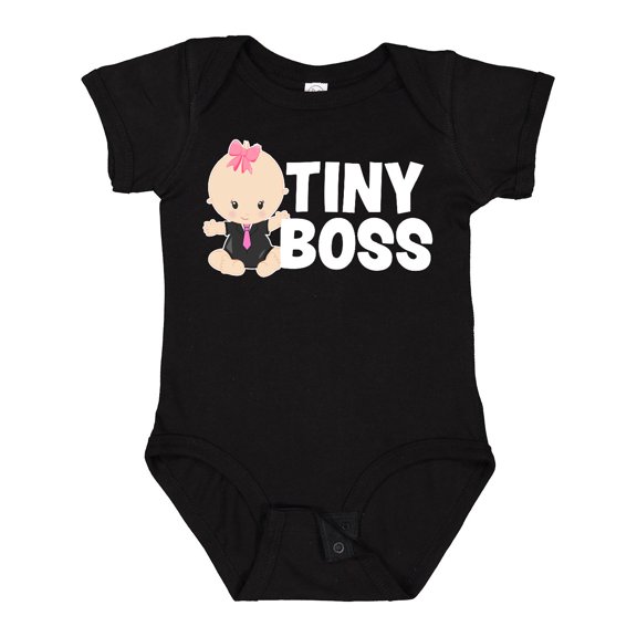 Inktastic Tiny Boss with Baby in Suit Girls Baby Bodysuit