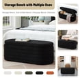 thumbnail image 2 of Modern Oval Ottoman with Storage, End of Bed Stool with Safety Hinge, Upholstered Teddy Fabric Cushioned Storage Bench, Toy Box for Living Room, Bedroom, Entryway (Black), 2 of 6