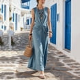 thumbnail image 1 of Sentmoon Robe Longue d'Été Robe Maxi 2026 Couleur Unie Sans Manches Col Ras du Cou Coupe Régulière Robe Conservatrice pour Croisière et Complexe S-TTG, 1 of 7