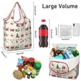 thumbnail image 3 of 5 Pack Foldable Shopping Bag,Beige Christmas Santa and Train Pattern Reusable Grocery Bags with Pockets,Large Reusable Tote Bags with Handles Waterproof & Lightweight, 3 of 6