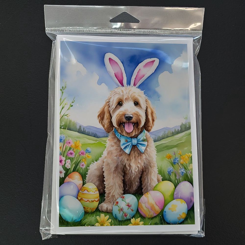 Goldendoodle Easter Egg Hunt Greeting Cards Pack of 8 7 in x 5 in