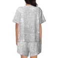 thumbnail image 4 of Womens Pajama Sets With Pocket, Silver Glitter Lounge Sets Short Sleeve Sleepwear PJ Sets for Women, 4 of 6