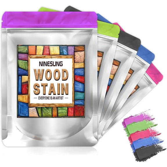 5 Colors Wood Dye Powder | Wood Stain | Wood Coloring Powder for Indoor and Outdoor | Furniture Dye | Fast Drying | Each Colors 2 Oz. | Wood Pigment Powder (5 Colors)