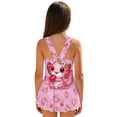 thumbnail image 2 of Uourmeti Cartoon Axolotl Cherry Heart Print Girls' Skirted One-Piece Swimsuit - Quick Dry, Stretchy Swim Dress for Pool & Beach Vacations, 2 of 8