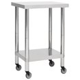 thumbnail image 1 of vidaXL Kitchen Work Table with Wheels 60x60x85 cm Stainless Steel, 1 of 5