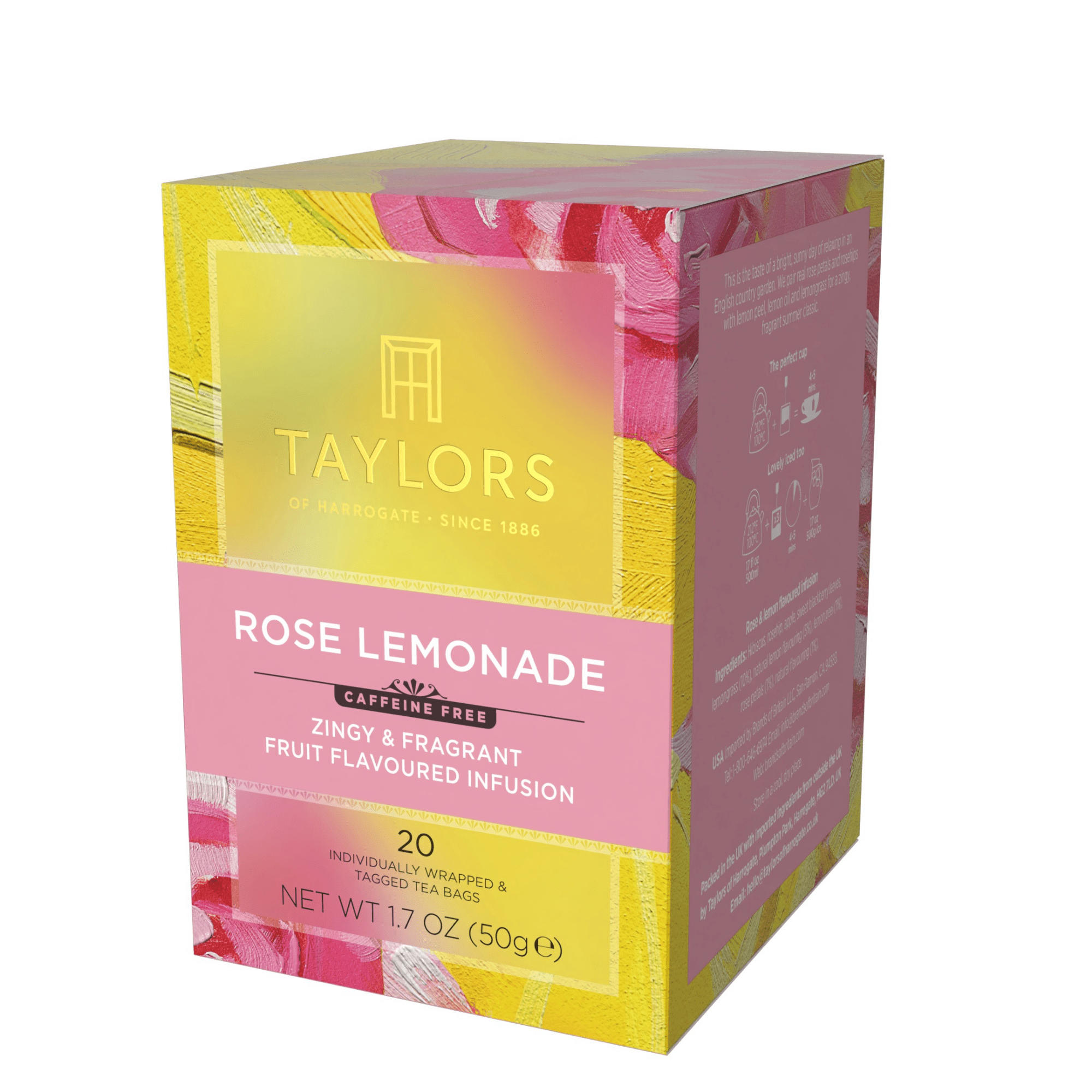 HARROGATE ハロゲイト 7.5 Taylors of Harrogate Rose Lemonade Infusion, Caffeine-Free Herbal