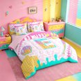 thumbnail image 2 of meiyoeat Pink Leopard Pattern 7-Piece Twin Bedding Sets For Cheetah Print Lovers,Watercolor Baseball Alphabet E Bedding Comforter Set For Girls Kids,Pink Reversible, 2 of 7