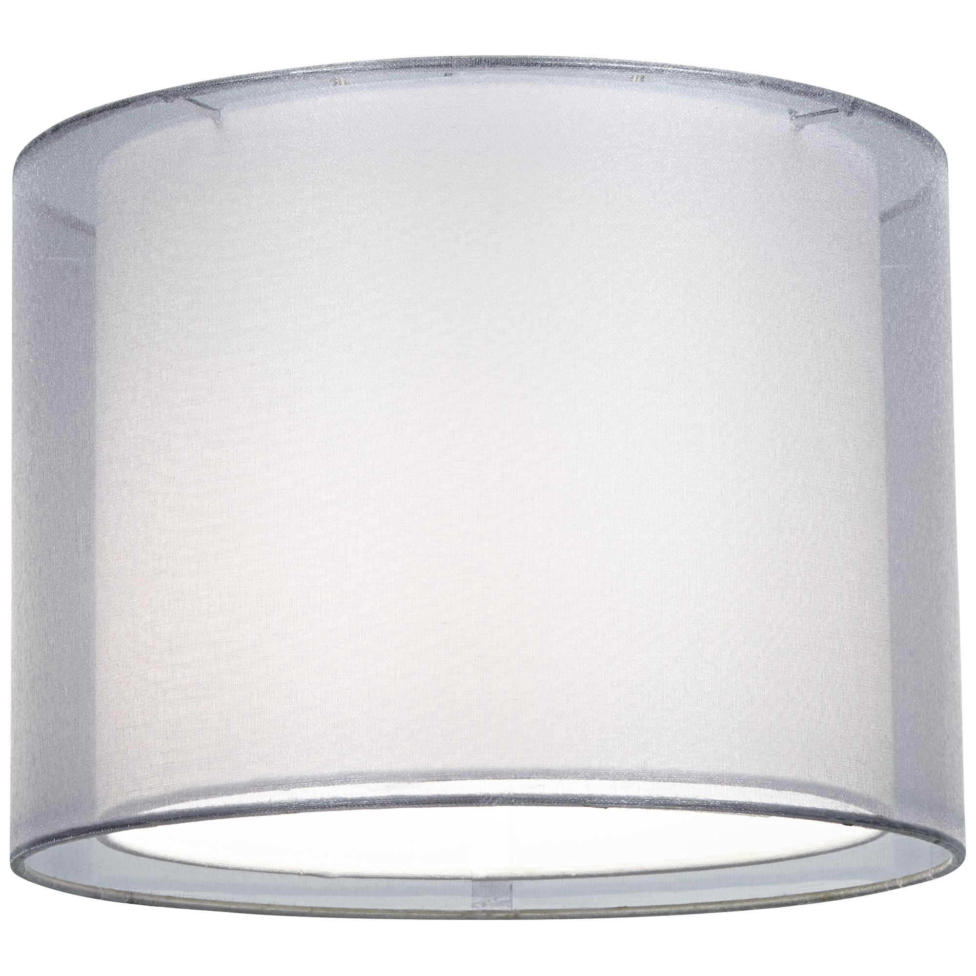 Springcrest Silver and White Double Sheer Small Drum Lamp Shade 12" Top x 12" Bottom x 9" High (Spider) Replacement with Harp and Finial