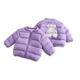 thumbnail image 4 of Luvrsol Toddler Girls Stand Collar Quilted Puffer Jacket Full Zip Lightweight Padded Kids Outer Coat, Purple 90, 4 of 6