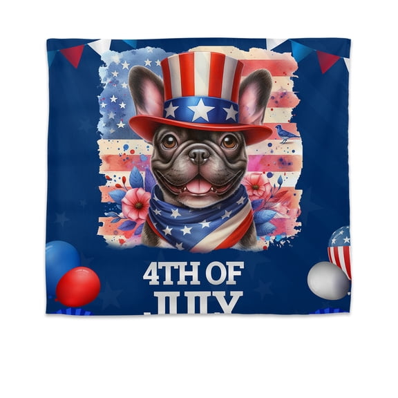 Patriotic French Bulldog Celebrates 4th of July Tapestry Dog Lover Gifts Wall Hanging Backdrop Home Decor - 02009