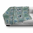 thumbnail image 3 of Starfish Soft Flannel Fleece Blanket, Marine Patchwork Style Inspired Pattern with Ropes Starfishes and Seashells Print, Cozy Plush for Indoor and Outdoor Use, 50" x 60", Multicolor, by Ambesonne, 3 of 6