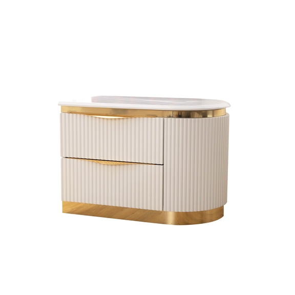 Bedroom 2 Nightstand In White And Gold With Efficient Drawer System Spacious For A Comfortable