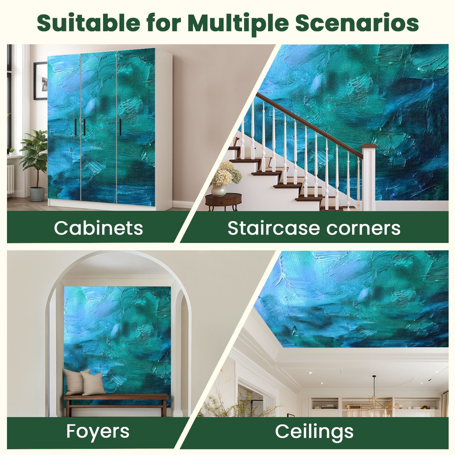 Peel and Stick Wallpaper acrylic painted canvas Modern Art Wall Mural Decor Self Adhesive and Removable 100in x 144in
