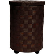 26" Faux Rattan Fiber Cylinder Shape Sewing Basket Table - Mocha