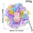 thumbnail image 3 of Easter Bunny Welcome Wreath with Colorful Ribbons and Mesh Perfect Spring Door Decoration for Home or Office, 3 of 9