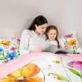 thumbnail image 4 of Erosebridal Chic Floral Bedding Comforter Set for Girls, Oil Painting Style Queen Bedding Sets, Pink Reversible, 7-Piece, 4 of 5