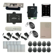 FPC-5490 One Door Access Control 770lb Electric Strike Fail Safe + Fail Secure Adjustable + Outdoor Keypad / Reader Standalone + Mini Controller + Wiegand 26, No Software, Wireless Receiver + PIR Kit