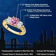 thumbnail image 2 of Gem Stone King 18K Yellow Gold Plated Silver Pink Moissanite and White Topaz Filigree Style 3 Stone Ring for Women (2.58 Cttw, Oval 8X6MM and 6X4MM, Available in Size 5, 6, 7, 8, 9), 2 of 6
