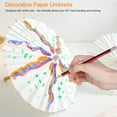 thumbnail image 2 of Decorative, Hand Painted Wedding, Bridal Party Paper Umbrella Parasol, White, 2 of 8