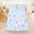 thumbnail image 2 of jejeloiu Blue Ribbon Bows Full Size Sheets,Seashell Conch Print Bed Sheets For Girls Boys 4pcs, 2 of 6