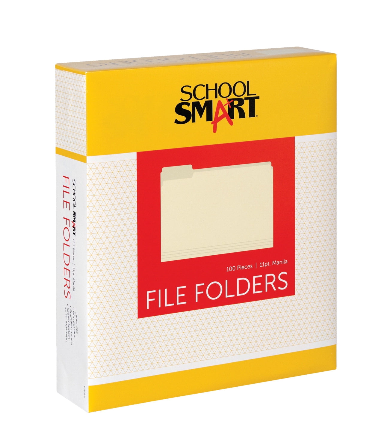 SchoolSmart Fifth-Cut File Folders, Manila, 100-Pack