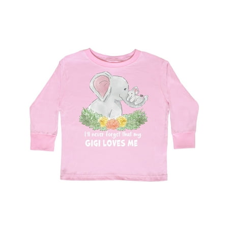 

Inktastic I ll Never Forget That My Gigi Loves Me with Cute Elephants Gift Toddler Boy or Toddler Girl Long Sleeve T-Shirt