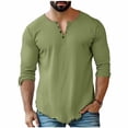 thumbnail image 2 of HOMADLES Men's Long Sleeve Henley Shirt Relaxed Fit Button Shirt Solid Color Lightweight Casual Tops Army Green Size S, 2 of 6