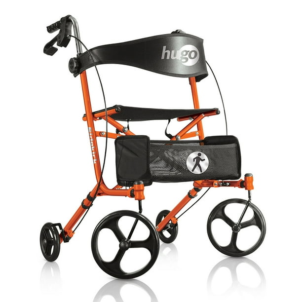 Hugo Sidekick Side Folding Rollator Rolling Walker With Seat Tangerine Walmart Com Walmart Com