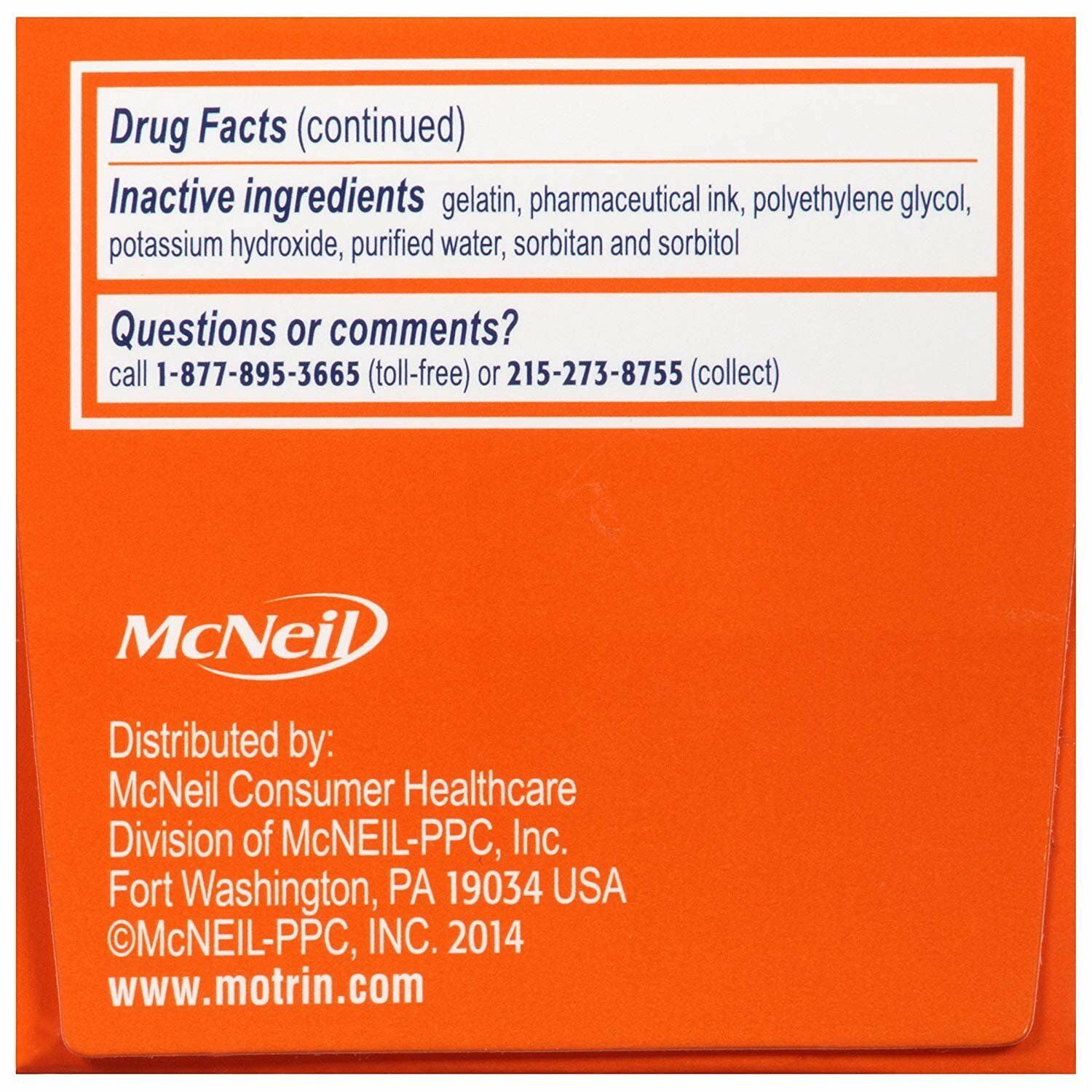 Motrin IB Pain Reliever/Fever Reducer Liquid Gels 120 ea (Pack of 4)