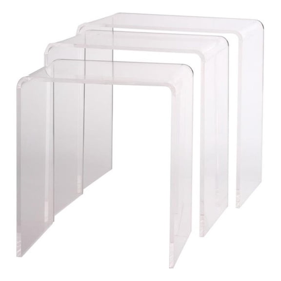 Pemberly Row Pure Decor Lucite and Acrylic Nesting Tables - Clear (Set of 3)