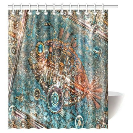 Pop Apartment Decor Steampunk Bathroom Rustic Shower Curtain Fragment Of The Panel Fish Made In Style Steampunk Shower Curtain Set 60x72 Inch Walmart Canada